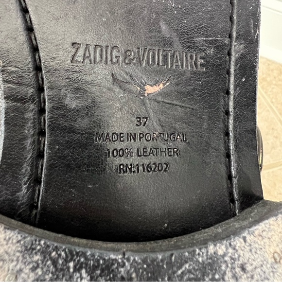 Zadig & Voltaire Laureen gold Chain Welt Smooth black Boot size 37 - Picture 8 of 9